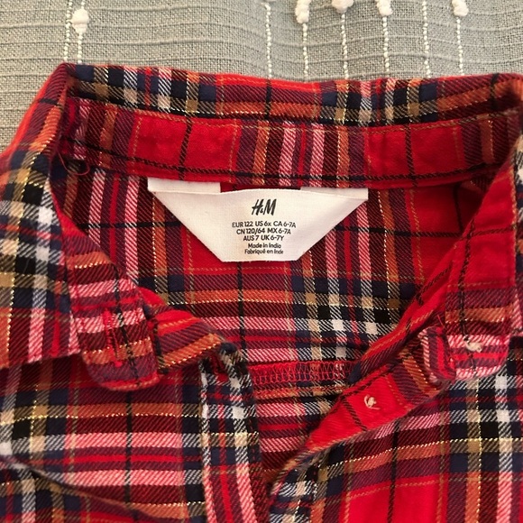 H&M Red Plaid Kids Shirt Dress size 6x - Picture 2 of 5
